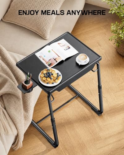 TV Tray - TV Table for Eating, Folding Table Trays with 6 Height & 3 Tilt Angle, TV Tray Table with Cup Holder, Dinner Tray for Eating or Working on Couch, Bed, Living Room, Home & Office - size: 1pcs