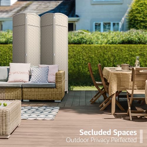 Sorbus 4 Panel Room Divider 6 ft. Tall - Privacy Screen, Extra Wide Double Hinged Panels, Mesh Hand-Woven Design, Partition Room Dividers and Folding Privacy Screens, Wall Divider for Room Separation - color: Beige, size: 4 Panel