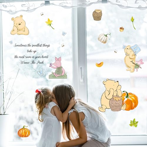 Winnie Wall Stickers for Kids, The Pooh Stickers for Children Room, Winnie Inspirational Wall Decor, The Pooh Removable Stickers for Thanksgiving Nursery Bedroom Living Room Playroom Wall Decoration - style: Winnie 02