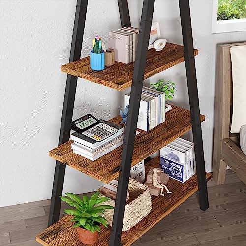 4-Tier Industrial Bookshelf with Metal Frame by Recaceik - For Home Office and Living Room