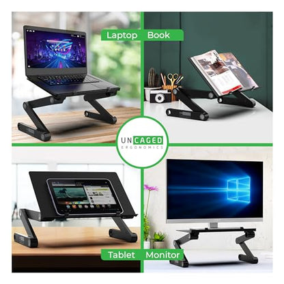 WorkEZ Adjustable Laptop Stand for Desk, Adjustable Height Laptop Stand, Ergonomic Foldable Portable PC Holder, Computer Riser, Home Office Supplies