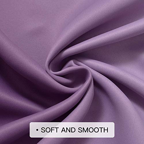 COSVIYA Grommet Room Darkening Ombre Purple Curtains W52xL45 inch | Purple and Greyish White Gradient Drapes, Light Blocking, Insulated Thermal Window Curtains for Bedroom/Living Room,2 Panels - color: Purple to Grayish White, size: 52"W x 45"L (Pack of 2