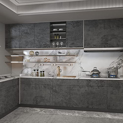 16"×354" Grey Blue Concrete Contact Paper 3D Extra Thick Faux Cement Concrete Wallpaper Peel and Stick Vinyl Textured Removable Adhesive Sticky Wall Tile Sticker for Kitchen Countertop Gym Bathroom - color: Grey Blue, size: 16" x 354"