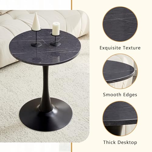 23.6" Round Dining Table, Mid-Century Modern Tulip Table with Thickened Tabletop & Metal Pedestal, Circle Bistro Table for Kitchen, Small Places, Apartments, Cafe - color: Dark Grey, size: 23.6" dining table