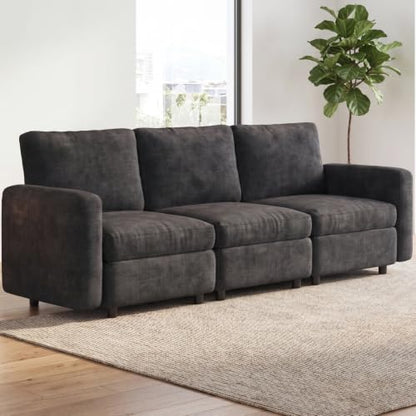 Guyii 90.15" Grey 3-Piece Sofa Set, Extra-Large 3-Seater Modular Sectional Sofa, Modern Convertible Sectional Couch for Living Room, Bedroom, Home - color: Grey, size: 3 Seat Sofa (No Ottoman)