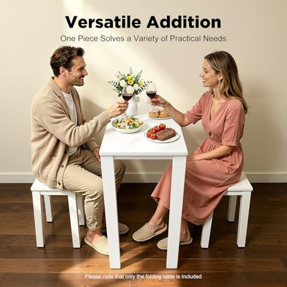 Wall Mounted Folding Table with Legs, Wood Wall Desk, Flip-up Dining Table, Foldable Desks for Small Spaces, Laundry, Dining Room, Bedroom, Home Office, 29.5" D x 15.7" W x 29" H, White