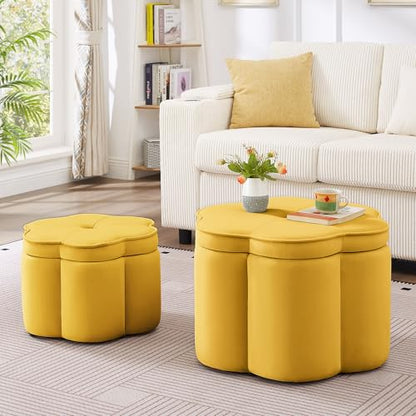24" Small Modern Nesting Tables with Large Weight Capacity, Modern Nesting Side Tables with Space-Saving Design, Small Coffee Table with Side Storage Shelf for Living Room, Yellow - color: Yellow