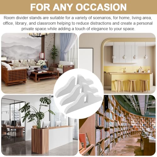 6Pcs Room Divider Stand for Foldable Screen Brackets, Room Divider Stand with Screws, Folding Privacy Screen Holder for Hotel Home Office, 11.81x4.13x0.98inch(Color:White) - color: White