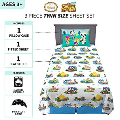 Franco Kids Bedding Super Soft Sheet Set, Twin, Animal Crossing - color: Animal Crossing, size: Twin
