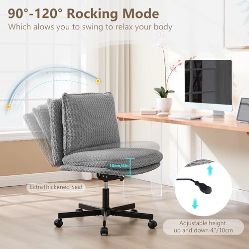 Fizzin Cross Cross Chair Memory Foam Armless with Wheels Home Office Grey - color: Grey