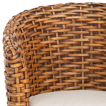 SAFAVIEH Home Collection Omni White/Honey Dark Brown Rattan Barrel Chair - color: White/Honey Dark Brown