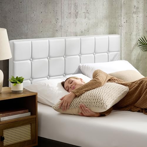 Hearth & Harbor King Headboard Only, Button Tufted Headboards, Upholstered Bed Headboard, Wall Mounted, Adjustable Height 34”-42”, Modern Headboard King Size, White - color: White, size: King