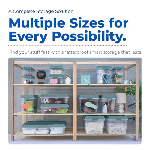 Hefty HI-RISE Stackable Storage Bins - Under Bed Storage Containers with Lids, Shoe Organizer, Plastic Storage Bins, Clear Shoe Boxes with XL Lid-Locking Latches, Durable Double Rim - 72qt (6 Pack) - size: 72 Qt - 6 Pack