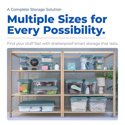 Hefty HI-RISE Stackable Storage Bins - Under Bed Storage Containers with Lids, Shoe Organizer, Plastic Storage Bins, Clear Shoe Boxes with XL Lid-Locking Latches, Durable Double Rim - 72qt (6 Pack) - size: 72 Qt - 6 Pack