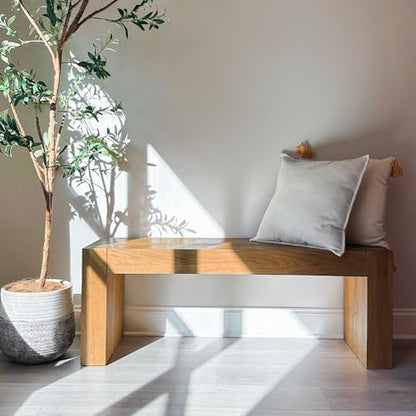 Maven Lane Zeno Bench, Natural Solid Wood | Handcrafted Solid Wood Bench, Ideal for the Living Room, Entryway, Foot of the Bed, or Extra Dining Table Seating - color: Weathered Natural