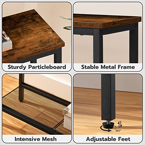 HOOBRO 29.5" Narrow Console Table, Small Entryway Table with Shelf, 2 Tier Thin Sofa Table, Behind Couch Table, Side Table, for Hallway, Living Room, Bedroom, Rustic Brown and Black BF74XG01 - color: Rustic Brown + Black