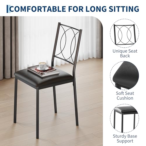 Space-Saving Dining Table Set for 2 – 3-Piece Farmhouse Wood Table & | Upholstered Chairs – Modern Compact Dining Furniture for Apartments & Breakfast Nooks – Grey - color: Grey