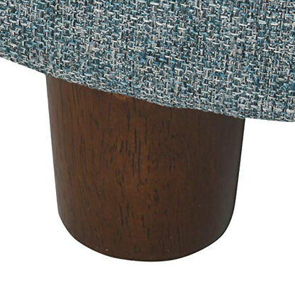 HomePop 19" Round Storage Ottoman - Teal Tweed - color: Teal