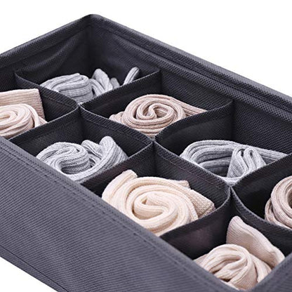 DIOMMELL 6 Pack Foldable Cloth Storage Box Closet Dresser Drawer Organizer Fabric Baskets Bins Containers Divider for Clothes Underwear Socks Lingerie Clothing, Dark Grey 00-0600 - color: Dark Grey