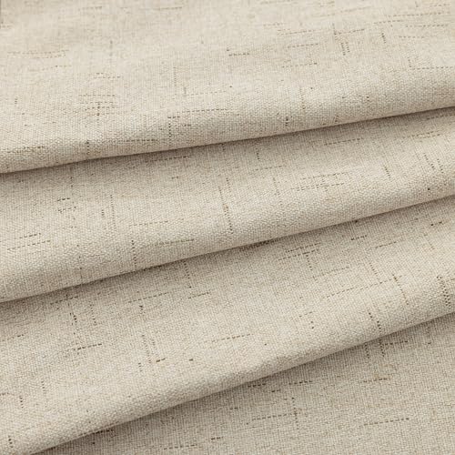 KOUFALL Bathroom Curtains Window,Short Natural Linen Blackout Curtains 45 Inches Long - color: Natural Linen/Tan Beige, size: 52"W x 45"L (Pack of 2)