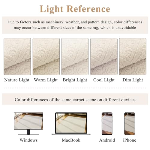 U'Artlines 8x10 Beige Washable Area Rug for Living Room | Soft Fluffy, High Low Textured Carpet, Modern Neutral, Geometric, Non Slip Rugs for Bedroom, Dining Room, Kids Room - size: 8 x 10ft