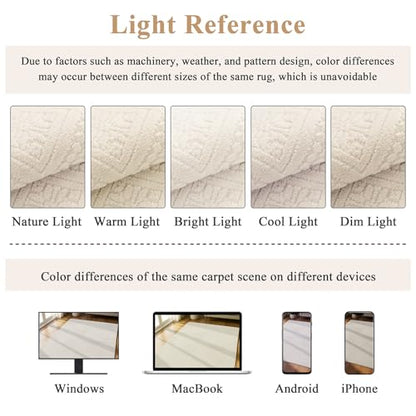 U'Artlines 8x10 Beige Washable Area Rug for Living Room | Soft Fluffy, High Low Textured Carpet, Modern Neutral, Geometric, Non Slip Rugs for Bedroom, Dining Room, Kids Room - size: 8 x 10ft