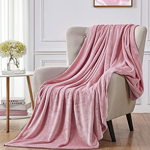 Walensee Fleece Blanket Plush Throw Fuzzy Lightweight (Queen Size 90x90 Blush) Super Soft Microfiber Flannel Blankets for Couch, Bed, Sofa Ultra Luxurious Warm and Cozy for All Seasons - color: Blush, size: 90"x90"