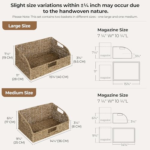 StorageWorks Pantry Baskets for Organizing, Seagrass Storage Baskets,2-Pack | Large Seagrass Baskets, Wicker Storage Baskets for Shelves,Pantry Organizers and Storage,Handwoven Wicker Baskets for Storage - color: Natural(Seagrass), size: 15¾"L x 11"W x 7½