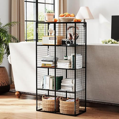 Wire Storage Cube, 8 Cube Metal Storage Organizer, Display Modular Bookshelf Shelf, Closet Cabinet for Bedroom, Office, Black