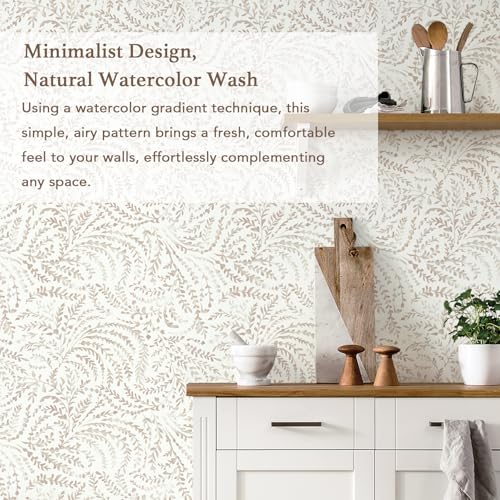 Peel and Stick Wallpaper Modern Boho Contact Paper Neutral Beige Wall Paper Removable Waterproof Self Stick Renter Friendly Wallpaper for Bedroom Living Room Bathroom Kitchen Vinyl 17.3”x197” - color: Light Brown, size: 17.3" x 197"