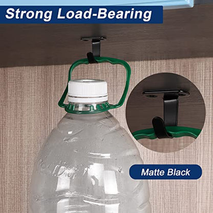 NearMoon Stainless Steel Screw Mounted Ceiling Hooks, Under-Shelf Towel/Robe Clothes Hook Heavy Duty Coat Hanger for Bathroom Kitchen Cabinet Garage, 10 Pack (Matte Black) - color: Matte Black