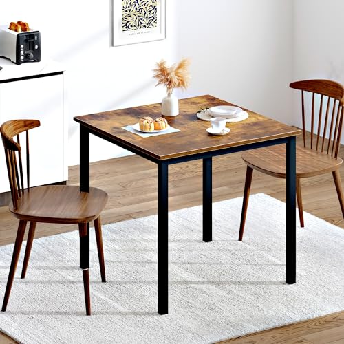 Need Small Square Dining Table- 31-1/2'' Sturdy and Heavy Duty Writing Desk for Small Spaces and Writing Table Desk Breakroom Table, Rustic Brown | Black Frame Sturdy and Heavy Duty Writing Desk for Small Spaces, Sturdy Writing Table for Home Office or St