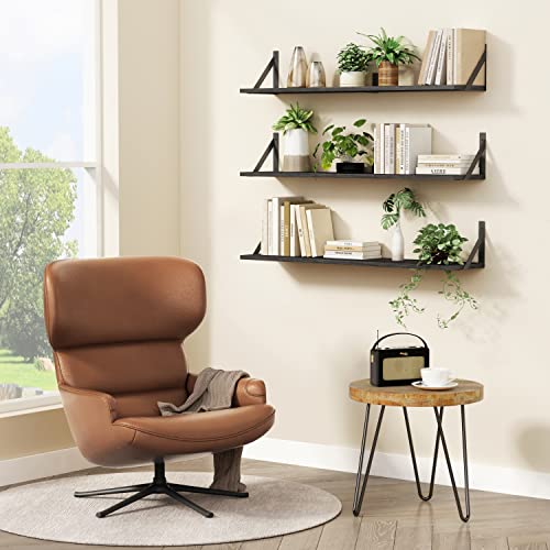 Forbena Floating Shelves 36 Inches Long 8 in Deep Set of 3, Large Wall Shelf for Bedroom Books, Heavy Duty Wide Wall Shelving for Living Room Office Kitchen Closet Organizers and Storage (Black) - color: Black, size: 36“ x 8” Wall Shelf