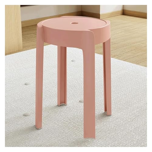 Lightweight Dining Chairs Round Stackable Stools ABS Dining Room Chairs Portable Diner Chair Backless Nesting Stack Stools 4 Pack(Pink) - color: Pink