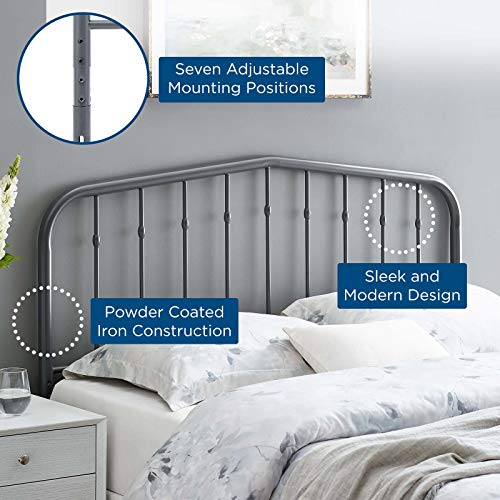Modway Lennon Modern Farmhouse Metal Twin Headboard in Gray - color: Gray, size: Twin