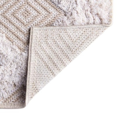 Rugs.com - Sabrina Soto Casa Rug – 8 Ft Runner Beige Cotton Textured Runner Modern Geometric Design for Hallways, Entryways, and Bedrooms - color: Beige, size: 2'3" x 8' (Runner)