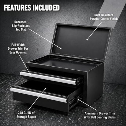 Mini 2-Drawer Steel Tool Box Black - color: Black, size: 2 Drawer
