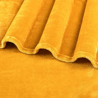 PAVILIA Mustard Yellow Fleece Bed Blanket King Size, Gold Super Soft Fuzzy Flannel Throw for Couch Sofa, Luxury Plush Microfiber Large Throw Blanket King Bed, Home Cozy Velvet Gift Blanket, 90x108 - color: Mustard Yellow, size: 90 x 108 Inches - King