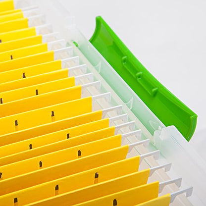IRIS USA 4-Pack 35 Qt. File Box Organizer with Lid, Clear | Organize classroom documents, lesson plans and teaching materials with secure storage for teachers, schools and educators - style: Clear/Green - 4 Pack