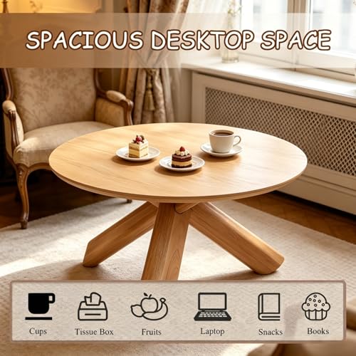 Need 40in Round Coffee Table for Living Room, Modern Wood Center Table, Heavy Duty 330 lbs Capacity Space Saving Furniture for Apartment Bedroom Small Space, Natural - color: Natural