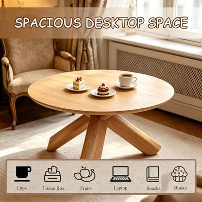 Need 40in Round Coffee Table for Living Room, Modern Wood Center Table, Heavy Duty 330 lbs Capacity Space Saving Furniture for Apartment Bedroom Small Space, Natural - color: Natural