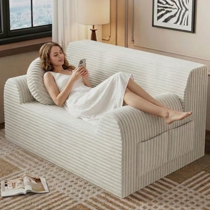 42" Boneless Oversized Chair with Side Pocket, Sofa Small Single Couch in a Box, Deep Seating Boneless Chair for Bedroom Living Room Office Apartment, No Assembly, White - color: White, size: 42'' Style 3