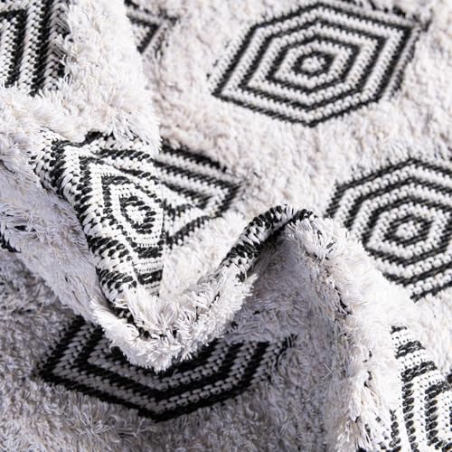 Rugs.com - Sabrina Soto Casa Rug – 6 Ft Runner Black Cotton Textured Rug Modern Hallway Runner for Entryways and Bedrooms - color: Black, size: 2'3" x 6' (Runner)