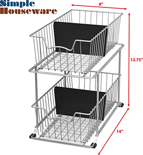 Simple Houseware 2 Tier Cabinet Wire Basket Drawer Organizer, Grey - color: Grey