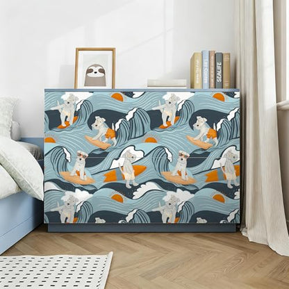 Floralplus Peel and Stick Wallpaper Dog Renter Friendly Wallpaper | Removable, Textured, Waterproof, Stick On Contact Paper, Funny Puppy Blue Wallpaper for Bathroom Nursery, 17.5 x 118 in - color: Blue
