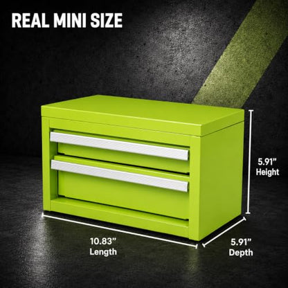 Mini 2-Drawer Steel Tool Box Green - color: Green, size: 2 Drawer