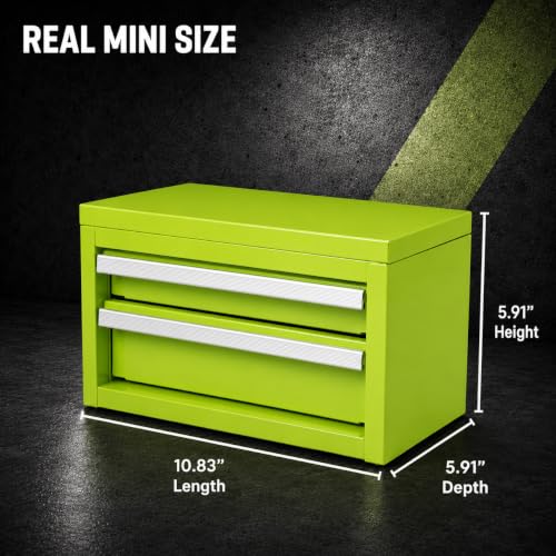 Mini 2-Drawer Steel Tool Box Green - color: Green, size: 2 Drawer