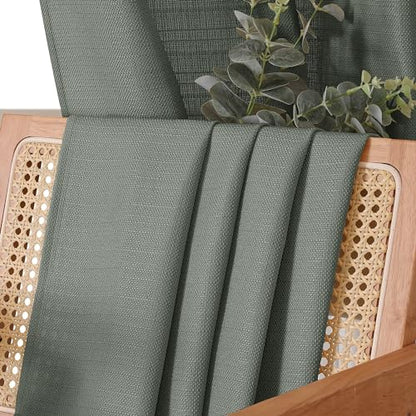 Chyhomenyc Bennet Olive Green Window Valance, Faux Linen Slub Textured Semi Sheer Small Kitchen Cafe Valance for Bathroom Laundry Basement, 30 Wx14 L, 2 Piece - color: Olive Green, size: 30"W x 14"L (Pack of 2)