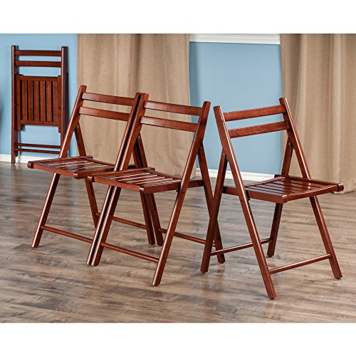 Winsome Wood Robin Seating, Walnut (Set of 4) | Convenient & Lightweight Portable Kitchen & Dining Chairs for Small Homes & Apartments, Indoor & Outdoor Foldable Seating - color: Walnut