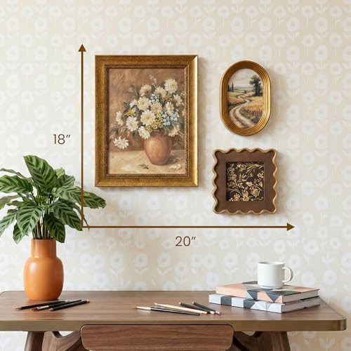 Mixed Shape Vintage Picture Frame Set | 3 Pack 8x10 4x6 4x4 Decorative Frames for Home Gallery Wall & Tabletop Display - size: 3PCS